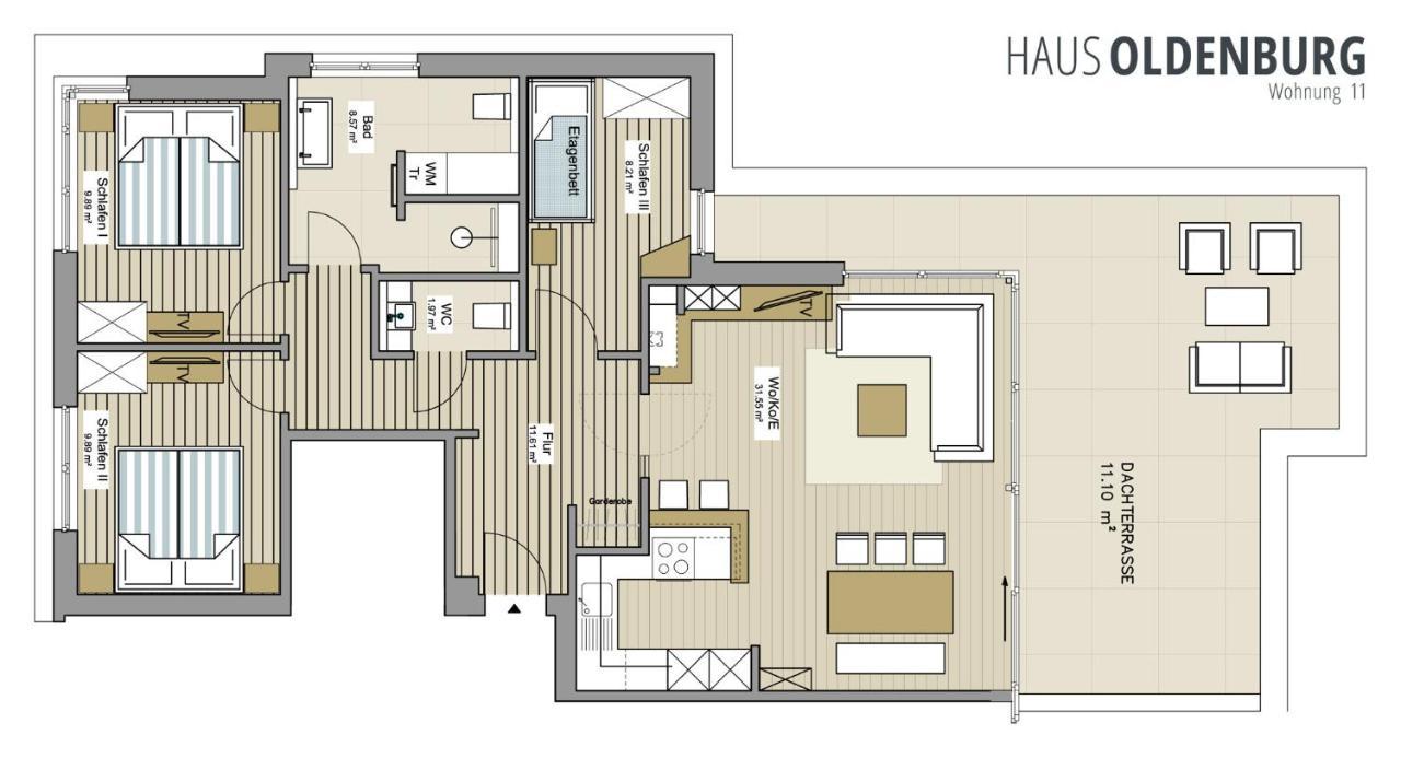 Haus Oldenburg - Wohnung 11 Mit Dachterrasse Wangerooge Εξωτερικό φωτογραφία